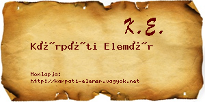Kárpáti Elemér névjegykártya